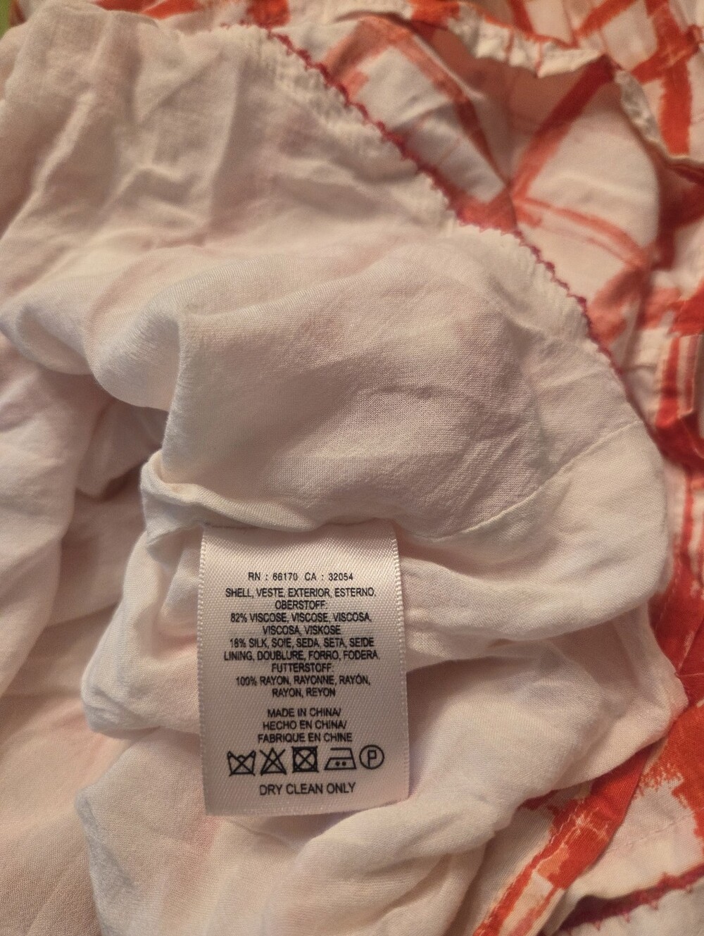 Maeve Anthropologie White Silk Midi Skirt with Coral Plaid and Floral Waist Tie - Picture 4 of 7